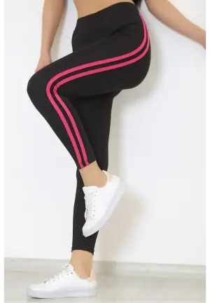 Colanți de Damă Vătuți cu Dungi Roz