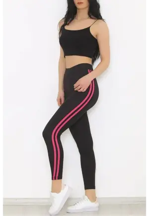 Colanți de Damă Vătuți cu Dungi Roz