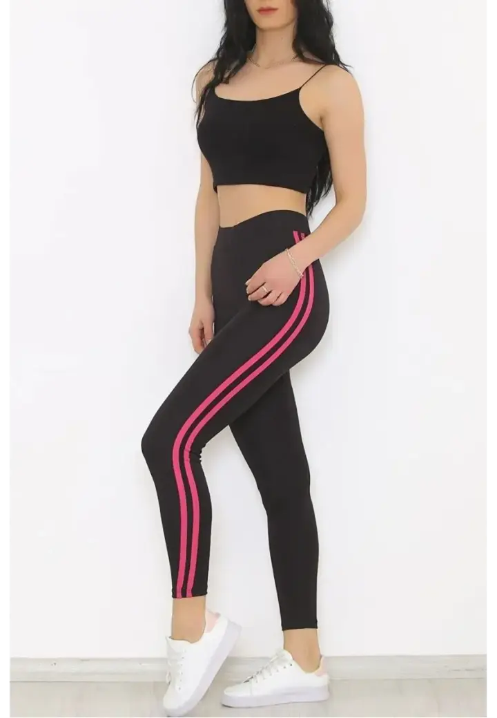 Colanți de Damă Vătuți cu Dungi Roz