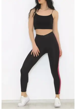 Colanți de Damă Vătuți cu Dungi Roz