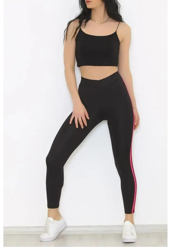 Colanți de Damă Vătuți cu Dungi Roz