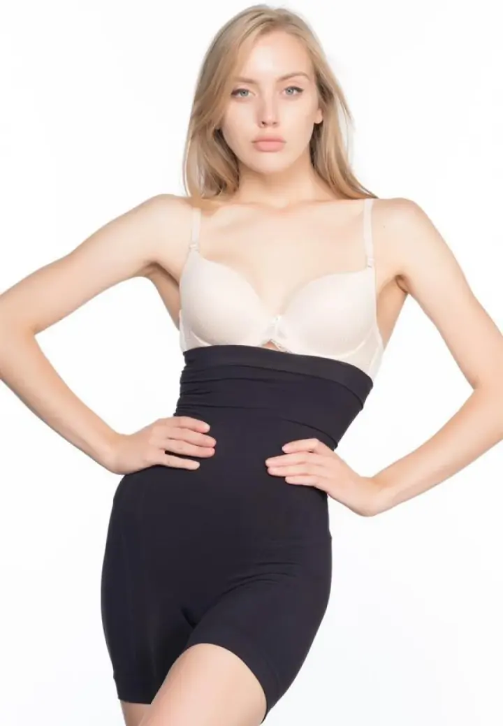 Corset cu Talie Înaltă și Fără Cusături, Negru