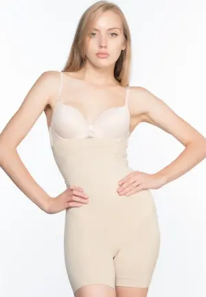 Corset cu Talie Înaltă și Fără Cusături, Bej