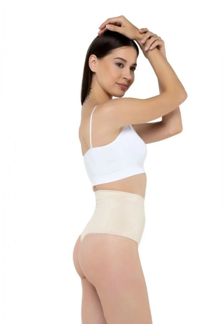 Burtieră cu Bandă Adezivă Modelatoare – Chilot Tanga, Bej