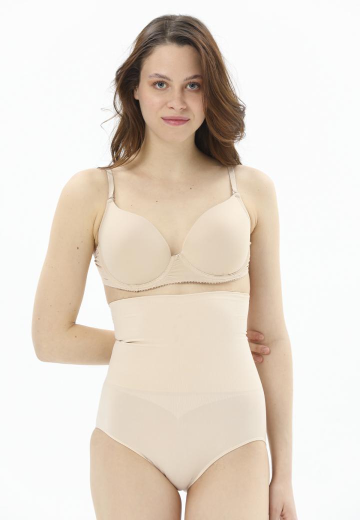 Burtieră cu Bandă Adezivă și Chilot Normal cu Talie Înaltă bej