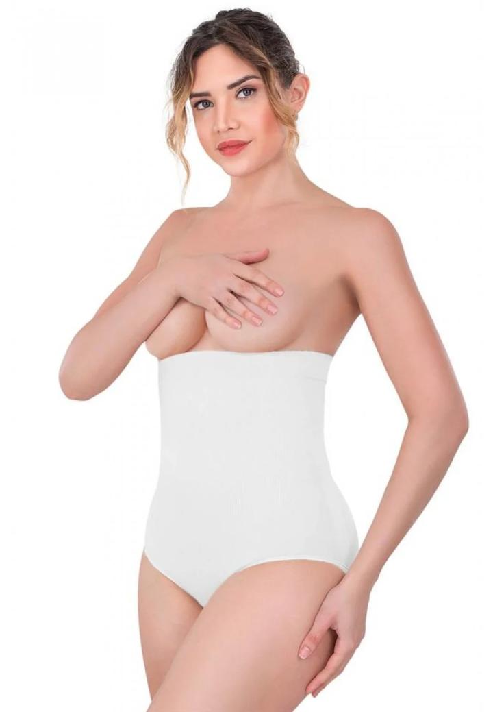 Burtieră cu Bandă Adezivă și Chilot Normal cu Talie Înaltă alb