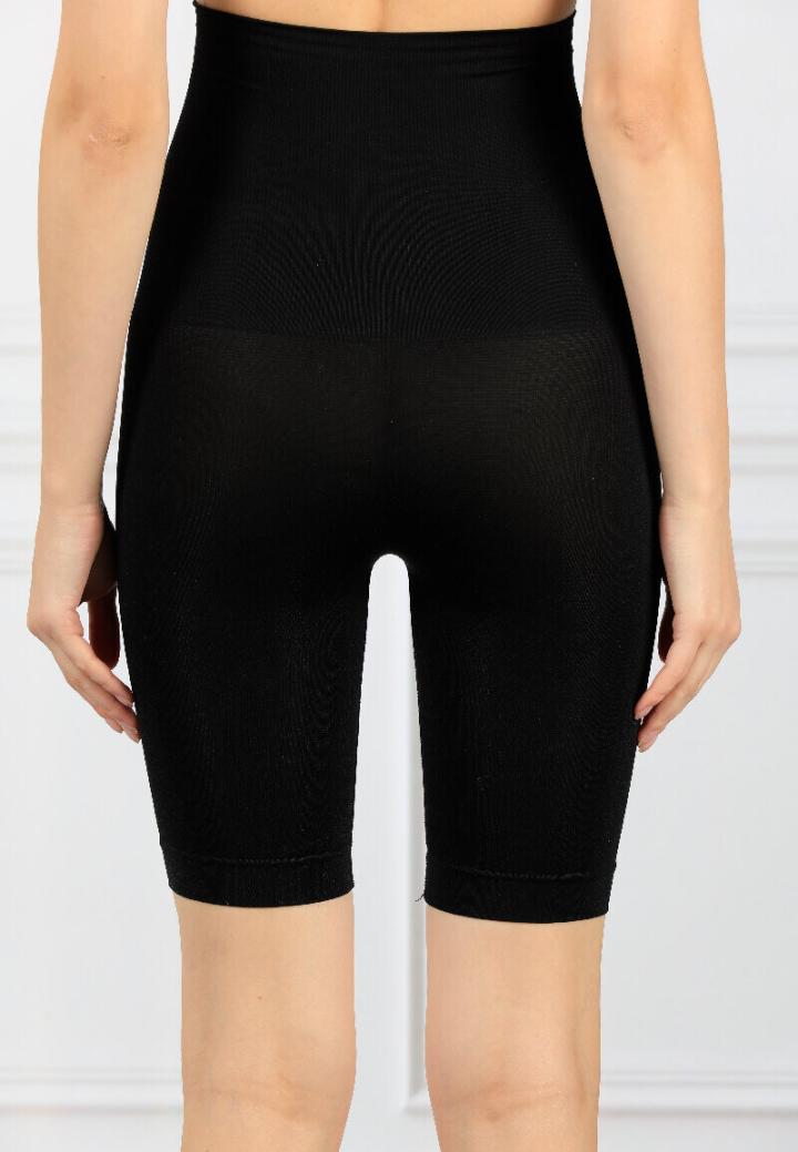 Corset modelator cu efect de ridicare a feselor, cu silicon și pantaloni scurți-Negru