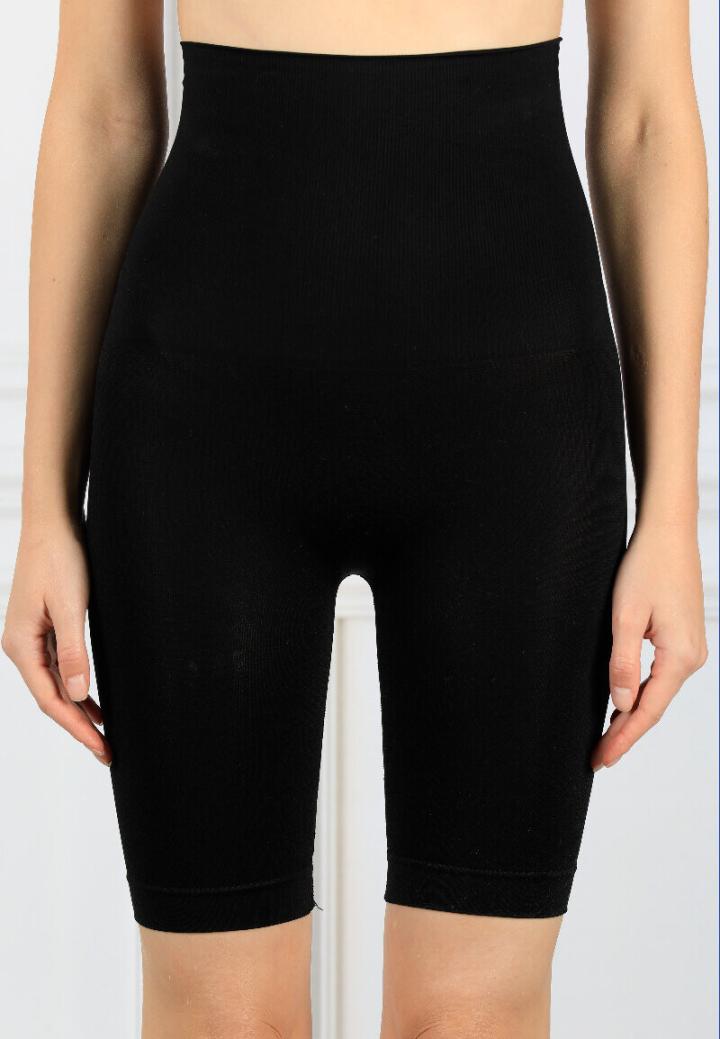 Corset modelator cu efect de ridicare a feselor, cu silicon și pantaloni scurți-Negru