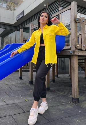 Camasa Denim Dama Galben cu Nasturi