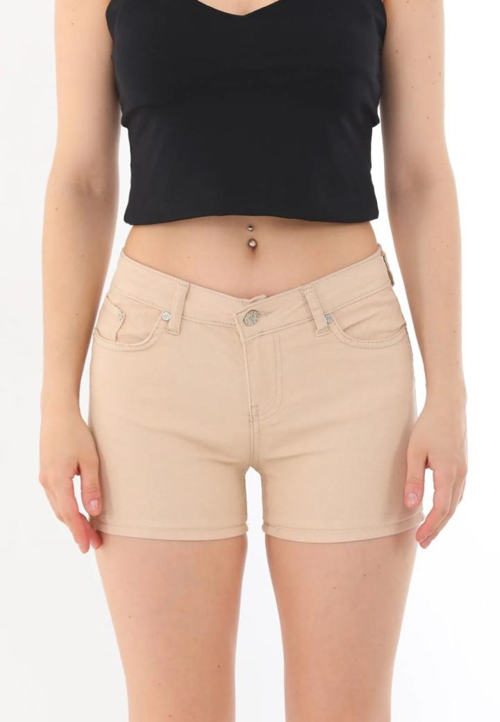 Șort Scurt Dama Bej cu Buzunare