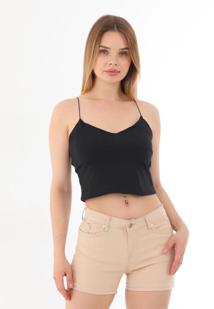 Șort Scurt Dama Bej cu Buzunare