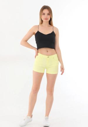 Șort Scurt Dama Galben cu Buzunare