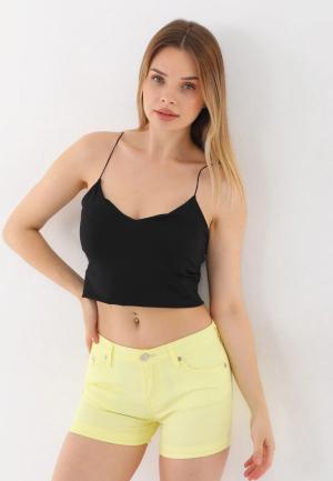 Șort Scurt Dama Galben cu Buzunare