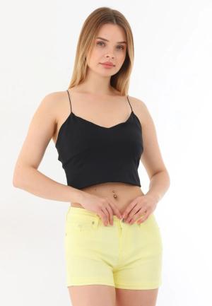 Șort Scurt Dama Galben cu Buzunare