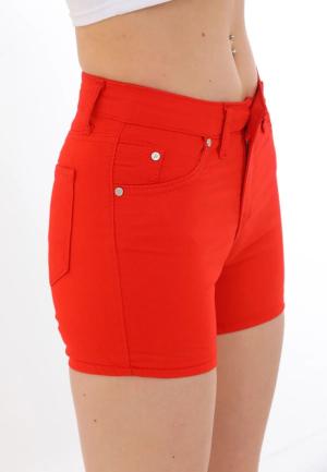 Șort Scurt Dama Rosu cu Buzunare