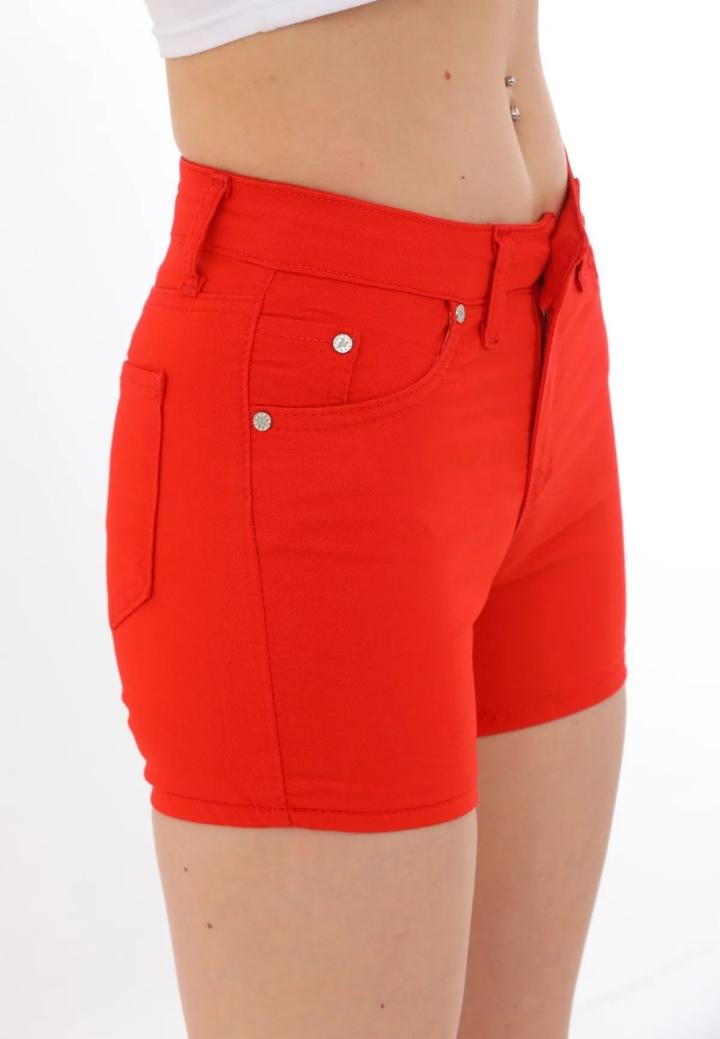 Șort Scurt Dama Rosu cu Buzunare