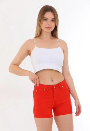 Șort Scurt Dama Rosu cu Buzunare
