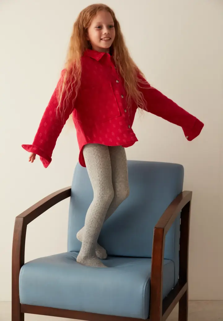 Dres Fete Penti Karina Bumbac tricotat, Gri Deschis