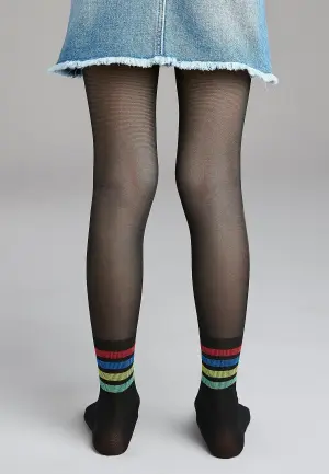 Dres Penti Fete Rainbow Stripe 30 DEN, Negru