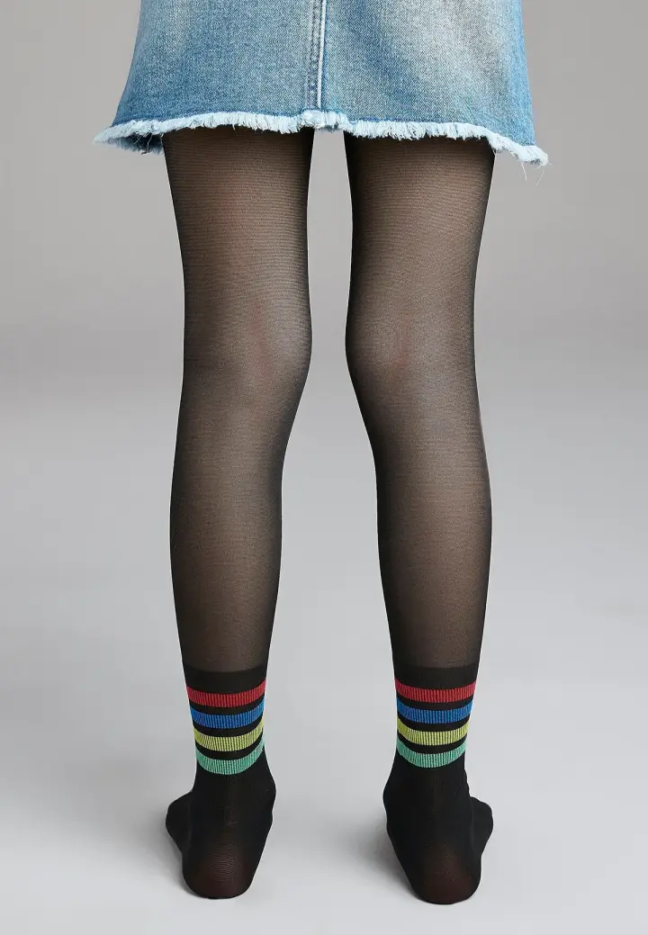 Dres Penti Fete Rainbow Stripe 30 DEN, Negru