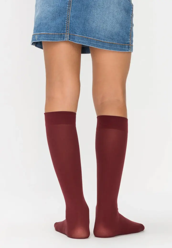 Sosete penti Fete Micro 40 Den, Mat, Bordo