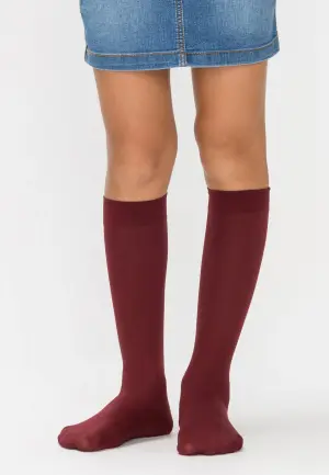 Sosete penti Fete Micro 40 Den, Mat, Bordo