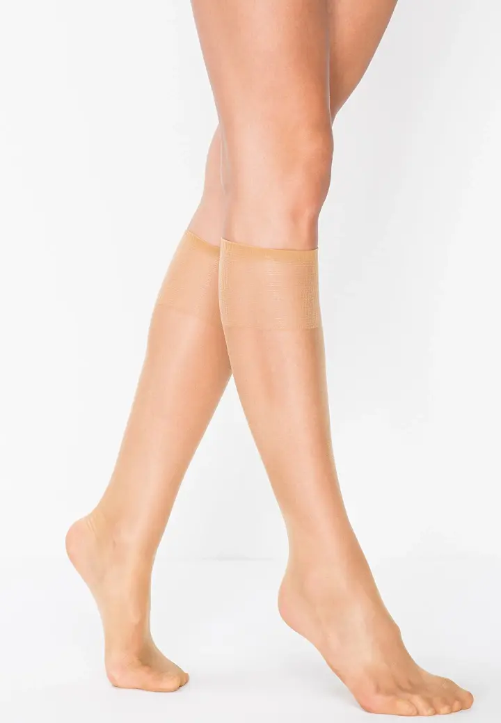 Sosete Penti Fit 15 Den, sub genunchi , lucioase, Bej
