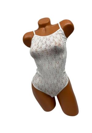 Body damă din dantelă ALB cu bretele subțiri