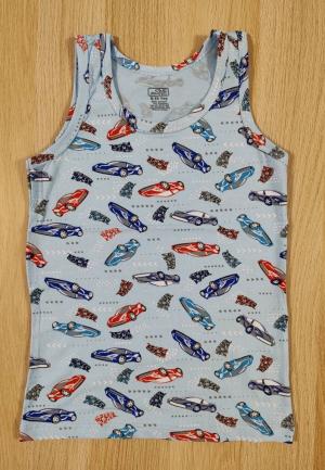 Maiou băieți din bumbac – Albastru – Model Mașinuță