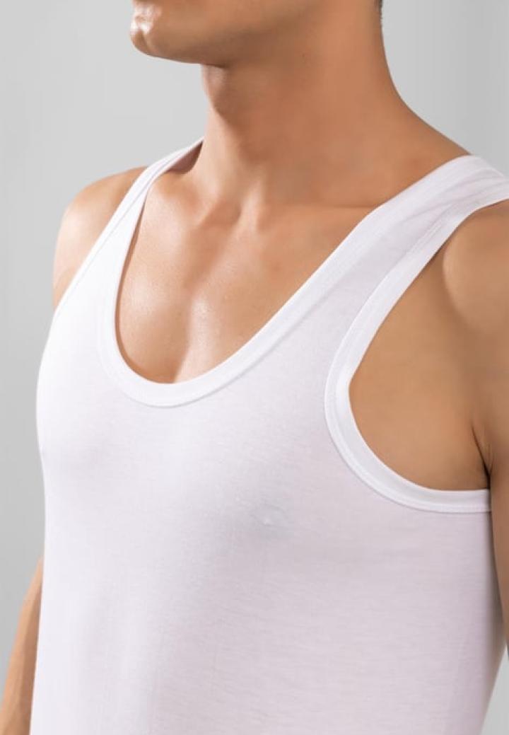 Maiou Bărbați Alb din Bumbac