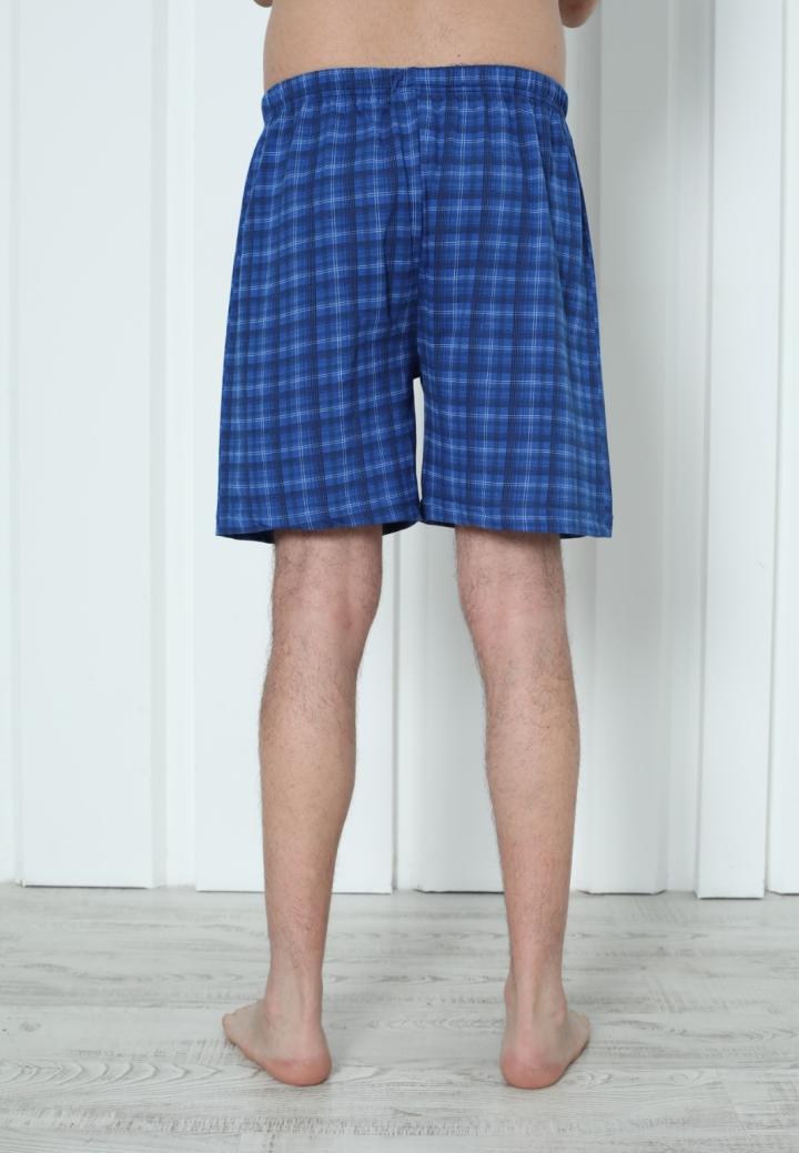 Pantalon Scurt Bărbați cu Carouri Albastru