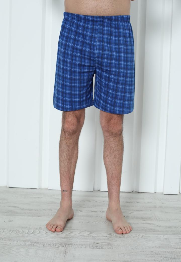 Pantalon Scurt Bărbați cu Carouri Albastru