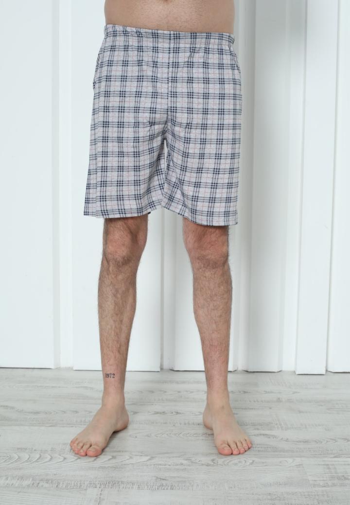 Pantalon Scurt Bărbați cu Carouri Gri