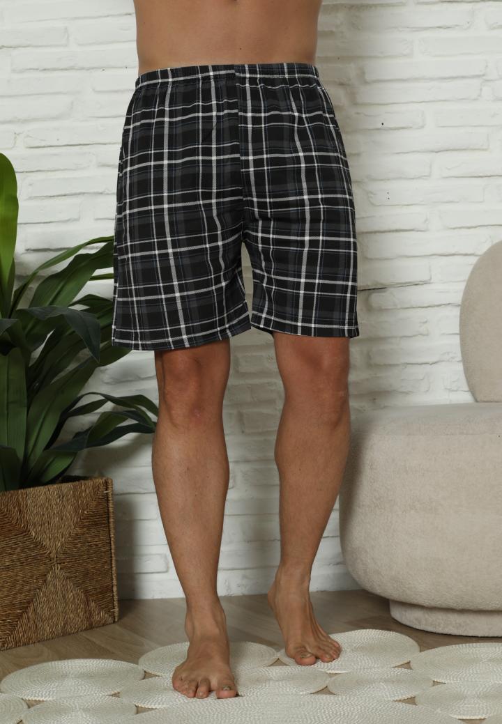 Pantalon Scurt Bărbați cu Carouri Negru