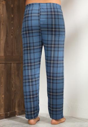Pantaloni pijama bărbați albastru închis cu carouri – croială lejeră