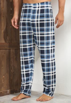 Pantaloni pijama bărbați carouri – albastru închis, design lejer și relaxant