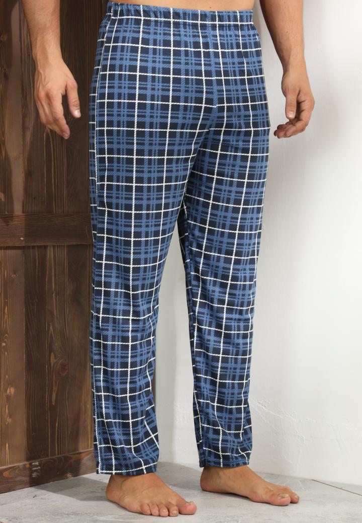 Pantaloni pijama bărbați carouri navi – design lejer și relaxant