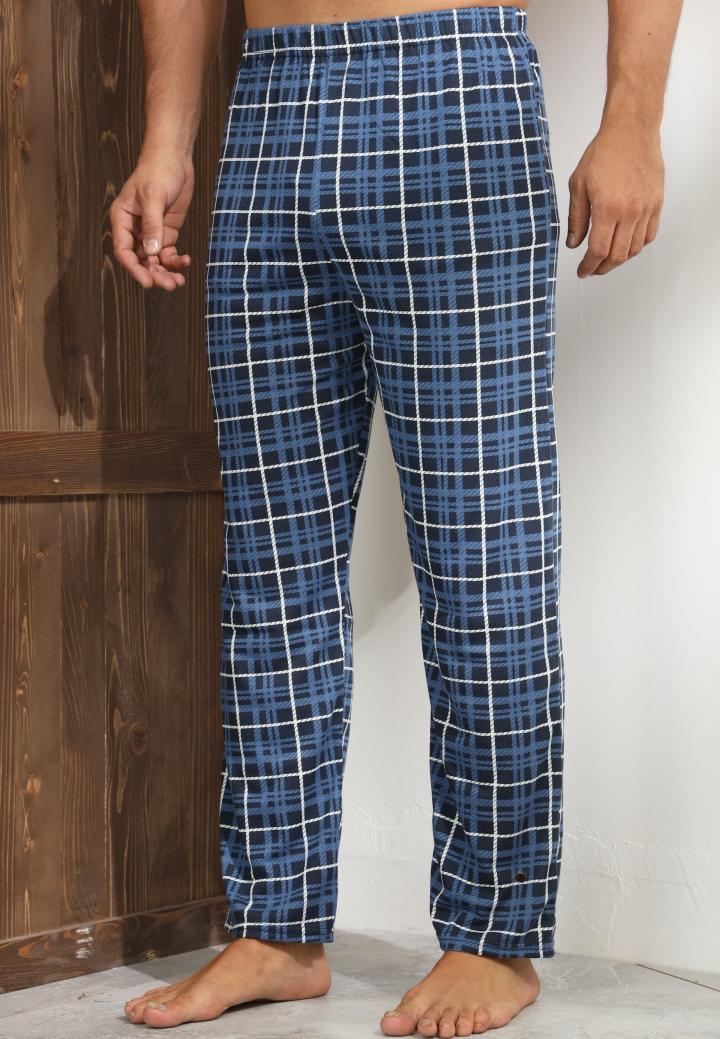 Pantaloni pijama bărbați carouri navi – design lejer și relaxant