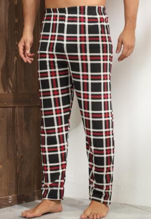 Pantaloni pijama bărbați carouri negri – roșii și albe, design lejer și relaxant