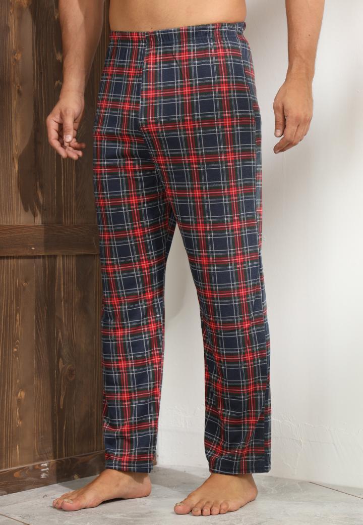 Pantaloni pijama bărbați carouri negri – roșii și albe, design lejer și relaxant