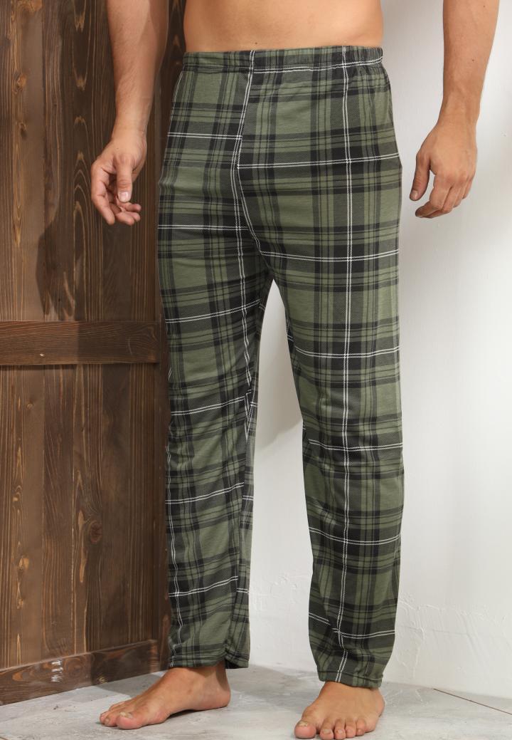 Pantaloni pijama bărbați carouri verde închis – design lejer și relaxant