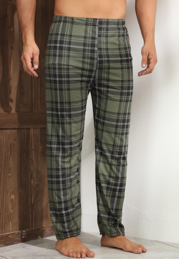 Pantaloni pijama bărbați carouri verde închis – design lejer și relaxant