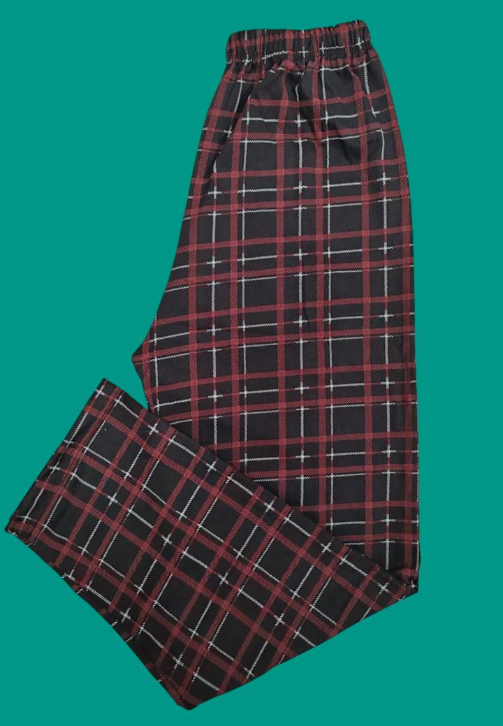 Pantalon de Casă Bărbați Carouri Dungi Bordo