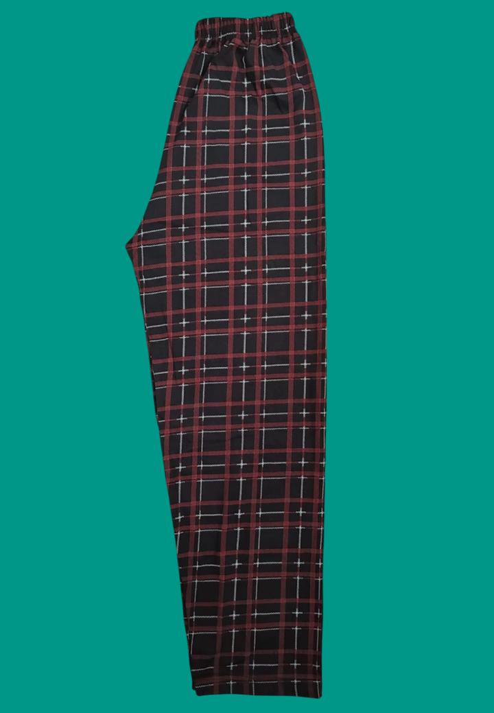 Pantalon de Casă Bărbați Carouri Dungi Bordo