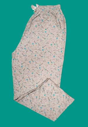 Pantaloni Damă Bumbac Mărime Mare Gri cu Flori