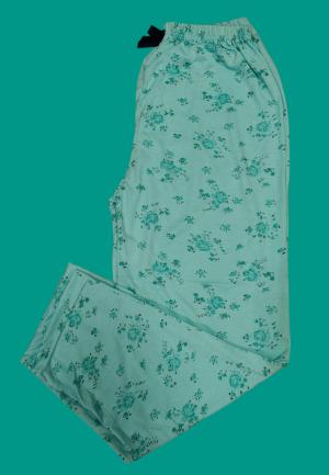 Pantaloni Damă Bumbac Mărime Mare cu Flori Verde