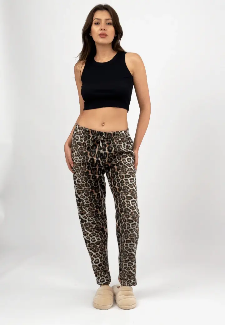 Pantaloni Damă Polar Imprimeu Leopard