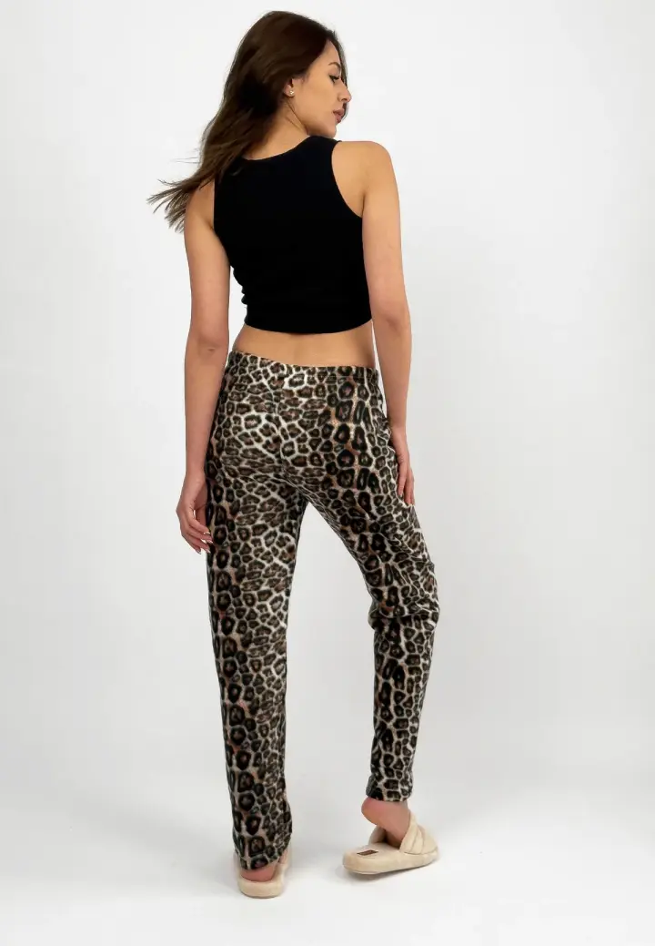 Pantaloni Damă Polar Imprimeu Leopard
