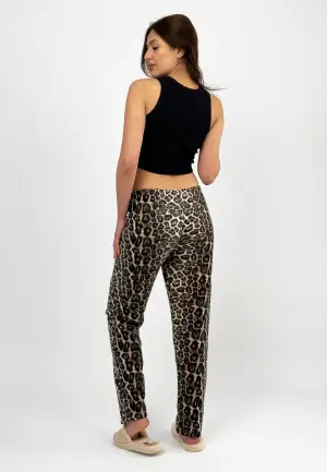 Pantaloni Damă Polar Imprimeu Leopard