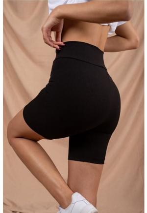 Colanți Scurți Damă cu Talie Înaltă – Elastici, Negru